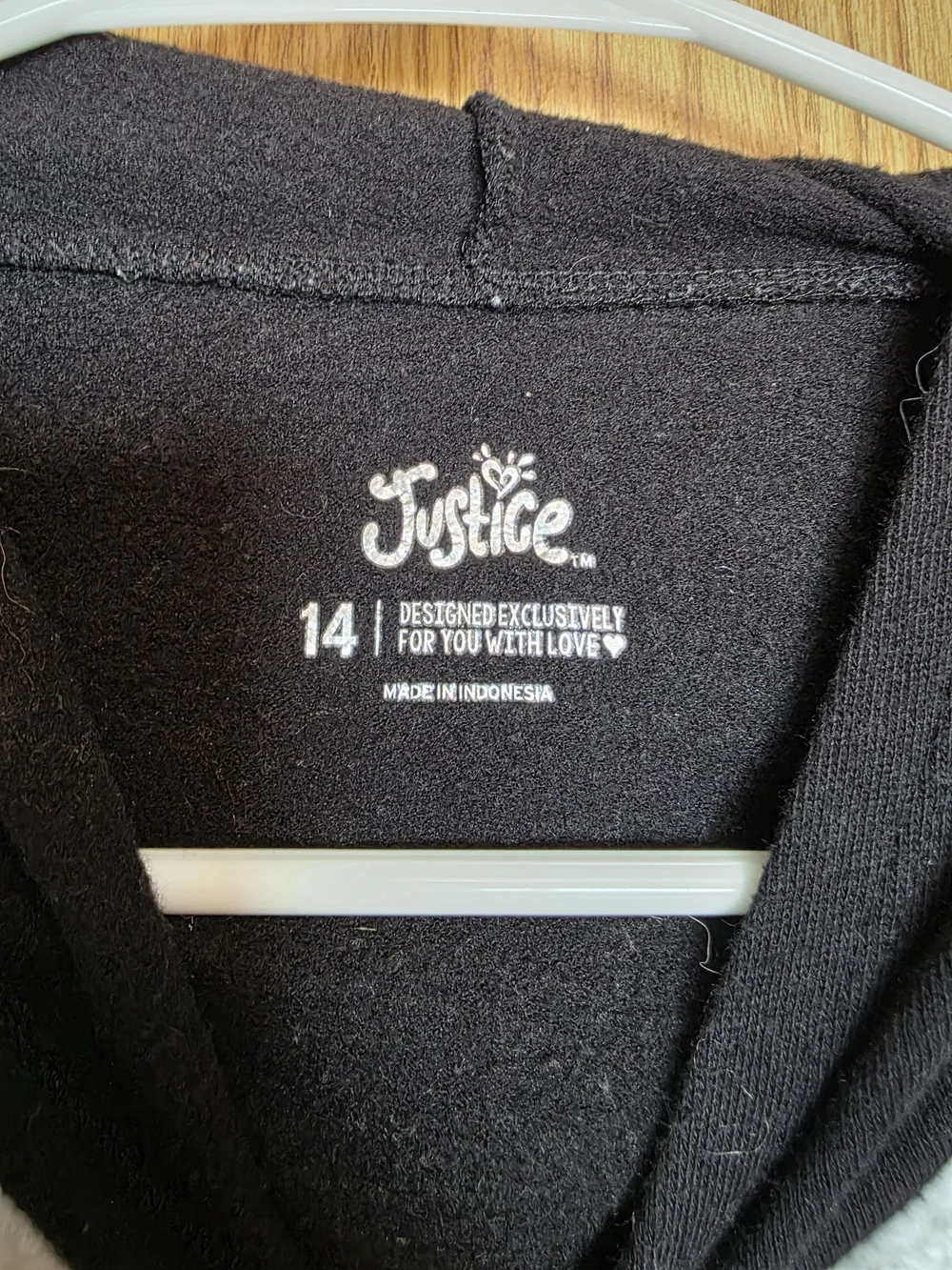 Justice Black & White Panda Face Hooded Pullover